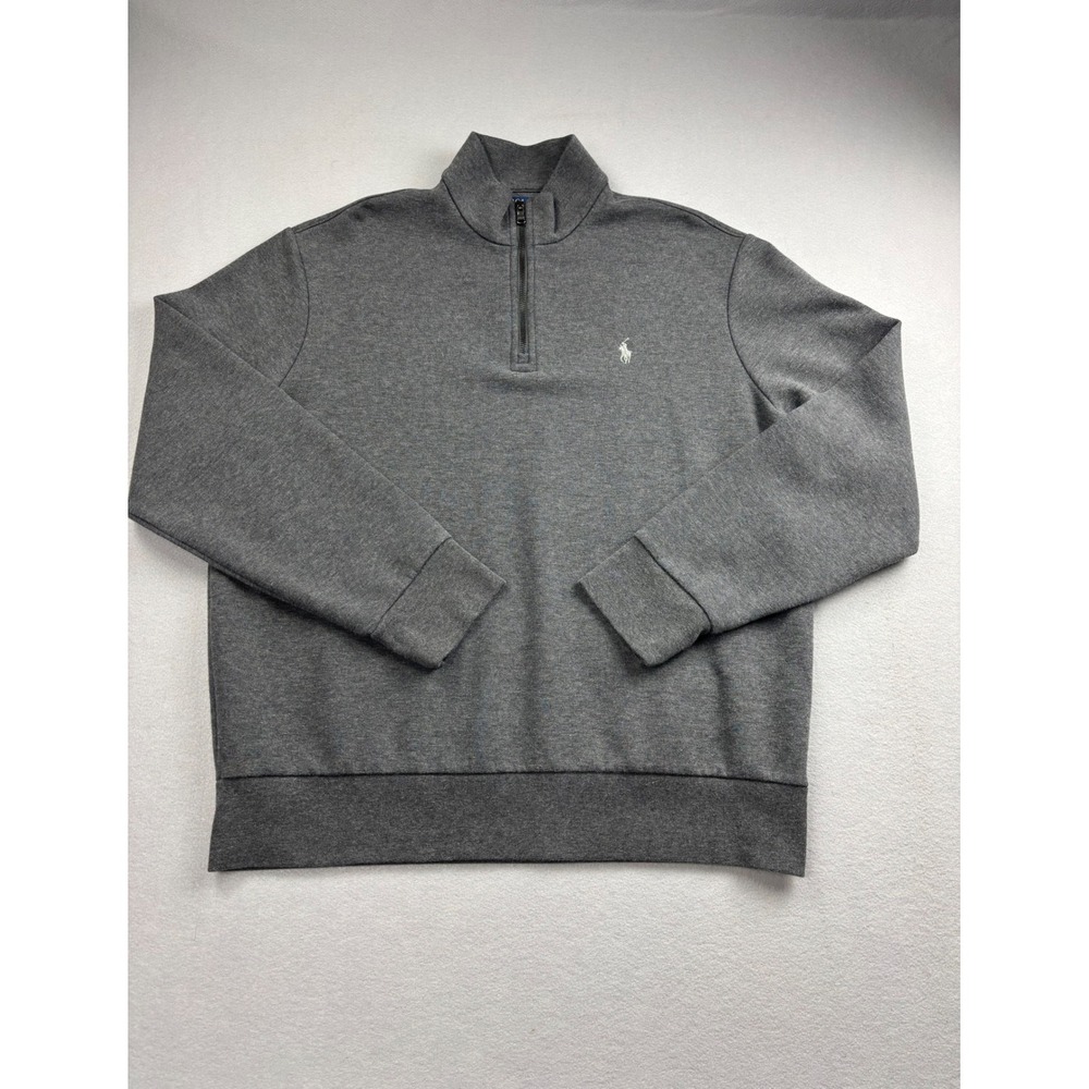 Polo Ralph Lauren Mens Large Charcoal Heather Gray Quarter Zip Pullover